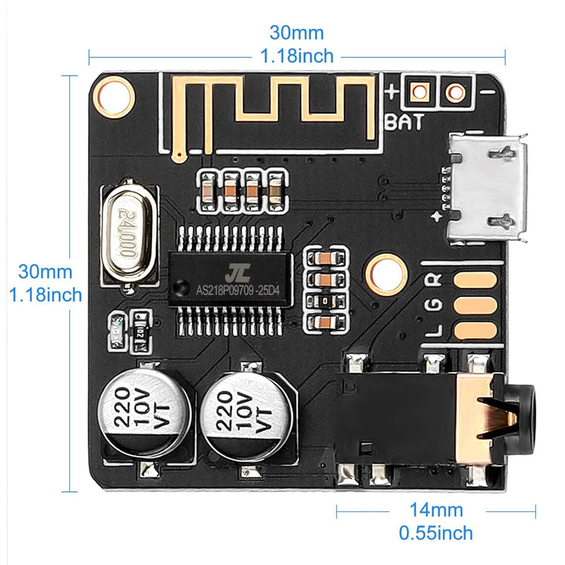 5pcs Bluetooth Audio Receiver Board BT 5.0 Stereo Audio Amplifier 3.7-5V Car Speaker Amplifier for DIY