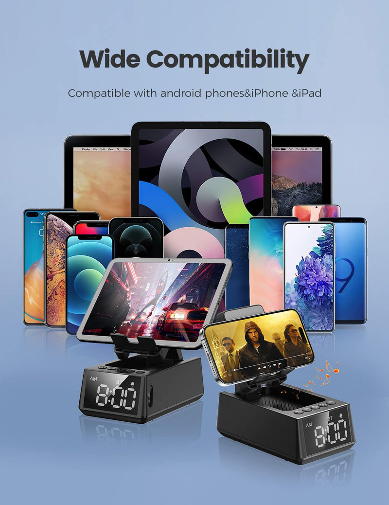 Gifts for Him, Her, Cell Phone Stand Bluetooth Speaker, Cool Tech Kitchen Gadgets Adjustable Phone Holder, Birthday for Men Women Dad Who Want Nothing Black