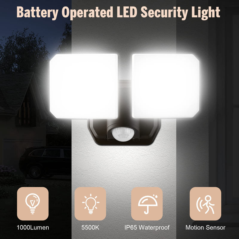 [AUSTRALIA] - Battery Powered Motion Sensor Security Light,5000K 1000LM High Brightness,6 -Month Battery Life,No Wiring Installation,49FT Sensing Distance,Indoors or Outdoor Used,2-Year Warranty 1 