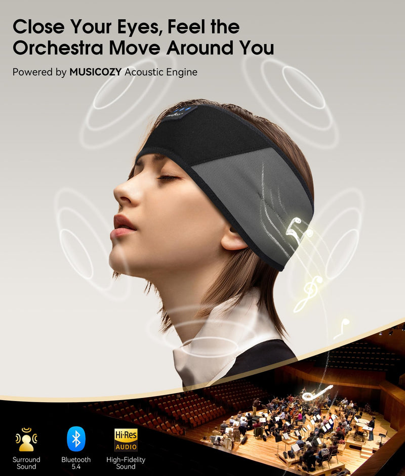 MUSICOZY Bluetooth 5.4 Sleep Headphones Headband, Wireless Music Earphones Sleeping Eye Mask, Cool Tech Gadgets for Women, Mom, Sports, Workout, Running, Unique Gifts, Pack of 2