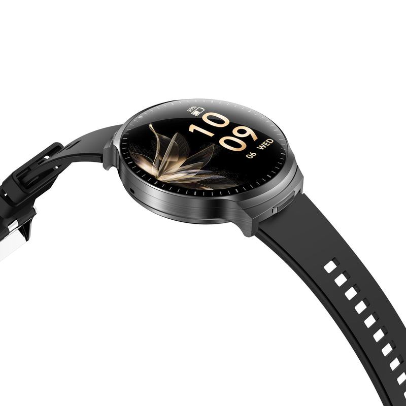 Smart Watch with Bluetooth Earbuds, 1.85-Inch Round HD Screen, Military Style, IP67 Waterproof, 100+ Sports Modes, Heart Rate Monitor, Sleep Tracker, Music Control Black