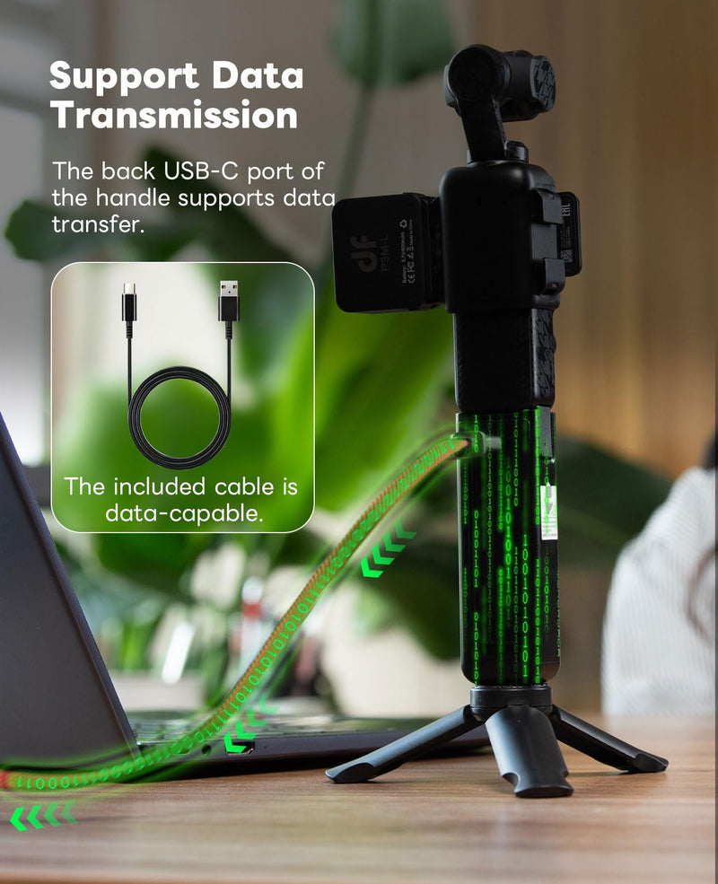 [AUSTRALIA] - Osmo Pocket 3 Battery Handle with Mic Connection, 5000mAh Full-Decoding Battery Grip Compatible with DJI Osmo Pocket 3/ Xtra Muse, with Type-C Port Transfer Date Full Decoding 