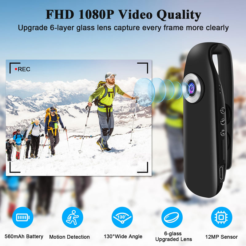 UYIKOO 32G Body Camera, Small Sport Video Camera HD 1080P Body Camera, Portable Pocket Tiny Body Cams with Back Clip with Magnetic Pocket Portable DV for Cycling, Pets, Walking, Traveling