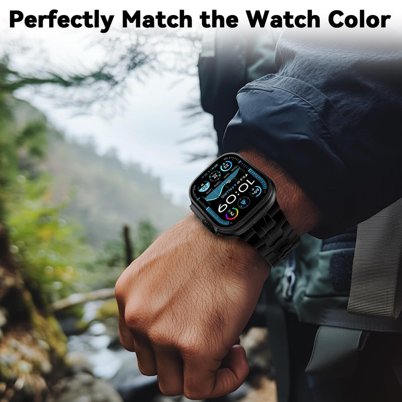 Magnetic Titanium Band for Apple Watch Ultra 2 & Ultra 49mm/ Series 10 46mm/ Series 9/8/7 45mm /SE 44mm, Premium Adjustable Titanium Watch Band with Scratch-Resistant Coating