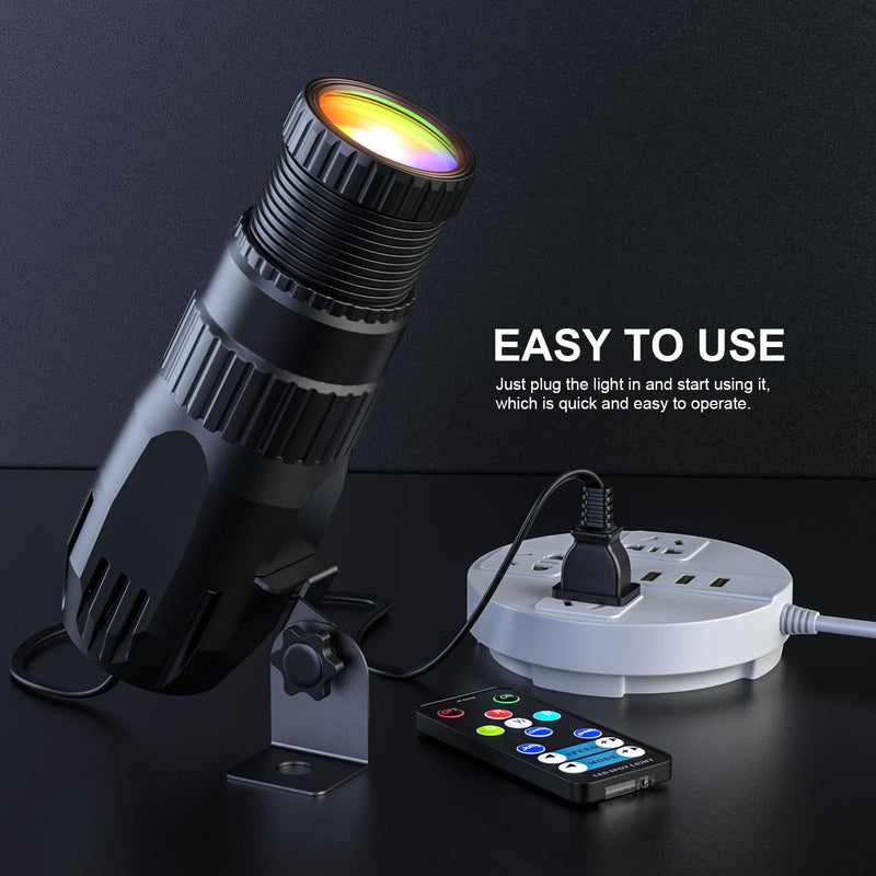 10W RGBW 4 in 1 Mini Pinspot Lights Wireless Control Spotlight Super Bright Beam Pin Spot Light Disco Ball Lights Jump Gradual Breathe Modes for Disco Party Club Wedding Theater(Black, 2) Black