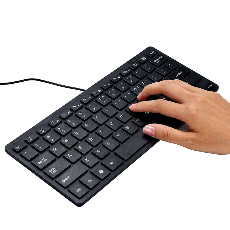 Mini 78 Keys Wired Keyboard - with Keyboard Cover Computer keypad for Laptop MAC Windows 10/8 / 7 / Vista/XP(Black+Keyboard Film) Black