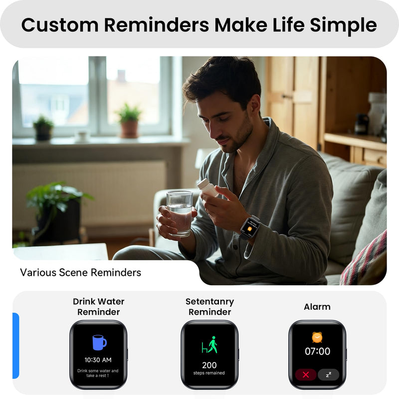 ENOMIR Smart Watches for Men with Call & Alexa, 100+ Modes Fitness Watch | Heart Rate/Sleep/SpO2/Stress Monitor, Mens Smartwatch for Android/iOS/Samsung, 3ATM Waterproof Fitness Tracker, 8 Day Battery Black