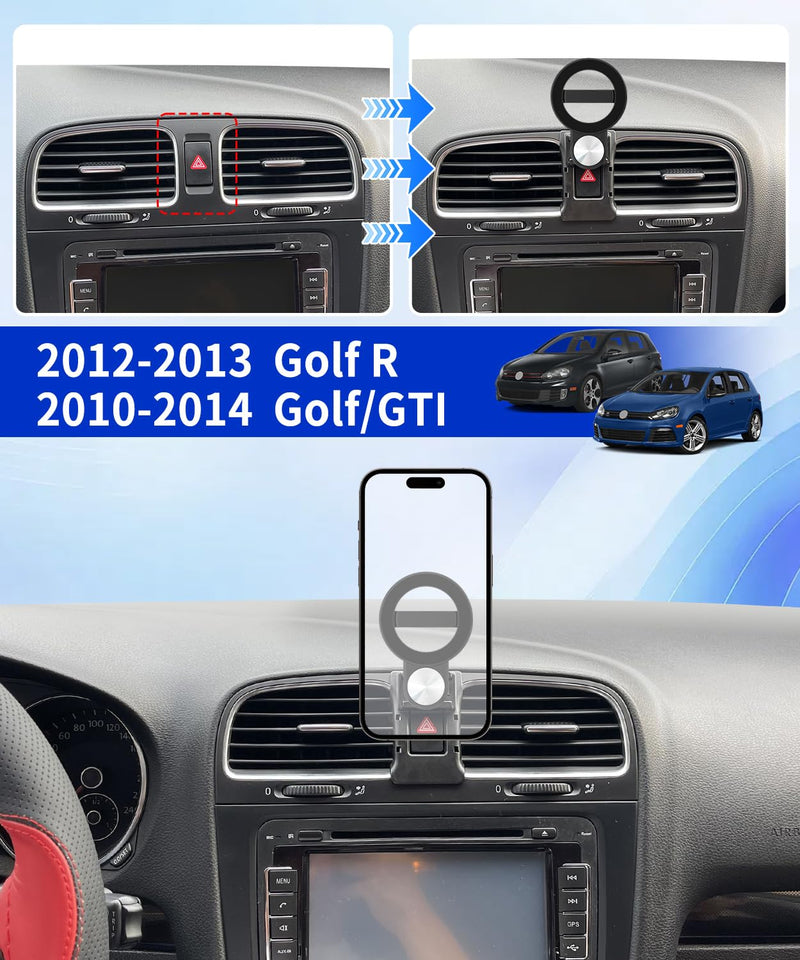 Car Phone Holder for 2012-2013 Volkswagen Golf R & 2010-2014 VW Golf/GTI Auto Accessories, Cell Phone Mount Compatible with MagSafe, 360° Rotation, Hands Free Not Affect Air Vent 2012-2013 Golf R & 2010-2014 Golf / GTI