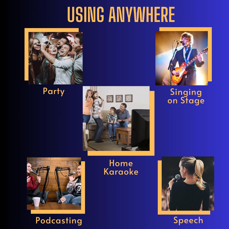 Wired Microphone Karaoke for Singing, Sparkly Gold Vocal Dynamic Mic with Cable