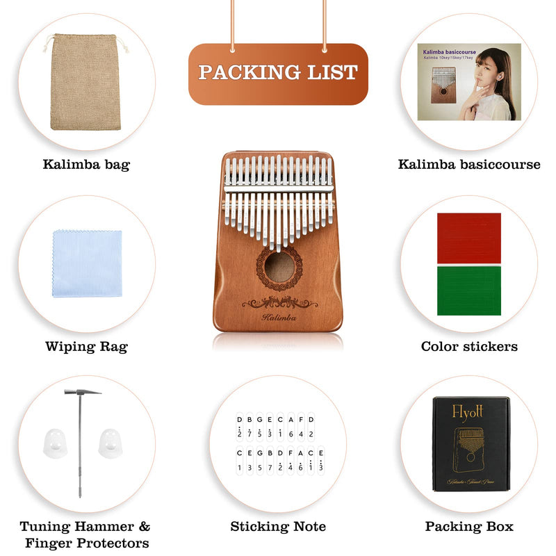 [AUSTRALIA] - Kalimba Thumb Piano 17 Keys, Finger Piano Musical Instruments, Mbira Music Kids Gifts Adult Beginners Hand Pianos Brown 