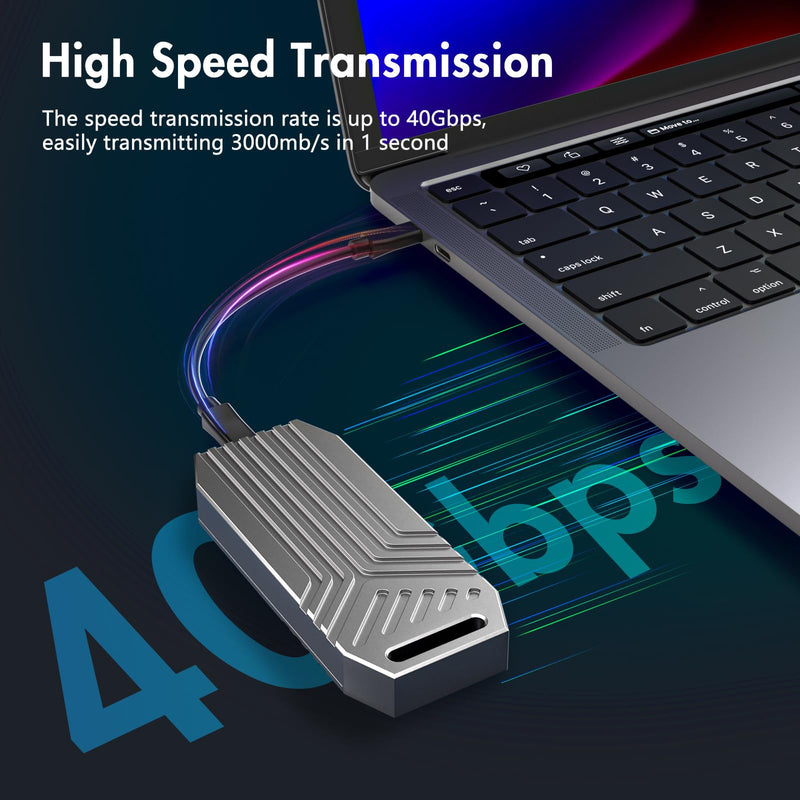 40Gbps M.2 NVMe SSD Enclosure, 8TB Thunderbolt NVME Enclosures for M1 M2 Pro/Max, Type C + USB 4.0 NVMe PCle SSD Adapter Reader, Compatible with Thunderbolts 4, USB 3.2/3.1/3.0