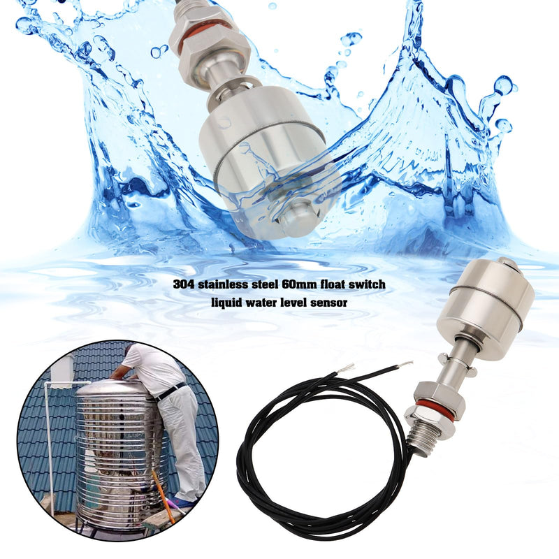 [AUSTRALIA] - eMagTech 1 Piece Float Switch for Water Flow Stainless Steel 304 Liquid Sensor Suitable for Water Tank Household Water Tower Drainage Pool Industrial Water Tower (60 mm 110 V) 