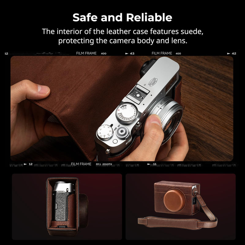 SMALLRIG X100VI Leather Case Kit for FUJIFILM X100VI, Including Leather Half Case, Flip Case Cover and Shoulder Strap, Genuine Leather Material, Portable and Protecting - 4558