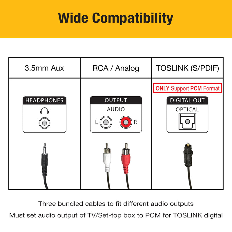 Wireless Over-Ear Headphones Transmitter Set for TV Movie Bluetooth 5.3 aptX LL No Delay 50 Hours Immersive Sound Enhanced Volume and Clarity (Digital Optical TOSLINK RCA AUX)