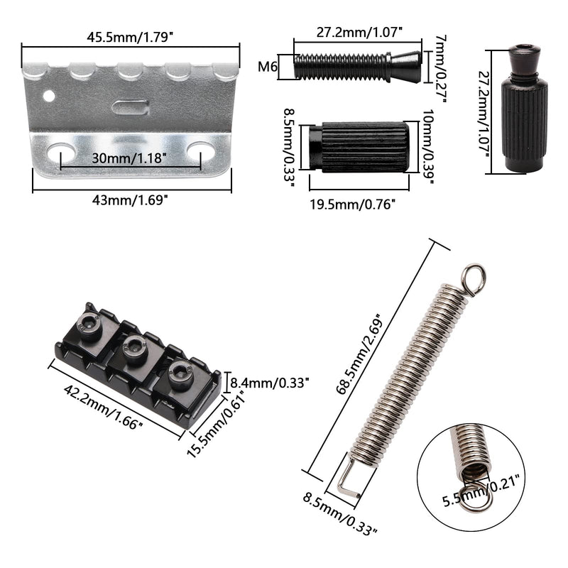 [AUSTRALIA] - Swhmc Bridge Locking Nut 6 Strings Electric Guitar Tremolo Bridge Parts Set for Floyd Rose Type, Black 
