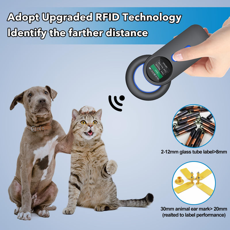 Symcode Bluetooth Pet Microchip Reader Wireless RFID Animal Chip ID Reader Scanner Animal ID Tag Handheld Scanner Animal Tag Reader EMID FDX-B(ISO11784/11785) 134.2KHz/125KHz Pet Microchip Scanner Q30