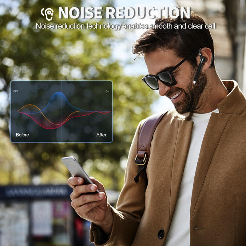 [AUSTRALIA] - Bluetooth Headset,Wireless Bluetooth Earpiece with 500mAh Charging Case 80 Hours Talking Time，V5.1 Hands-Free Earphones with Built-in Mic for Driving/Office/Business, Compatible with IOS and Android 