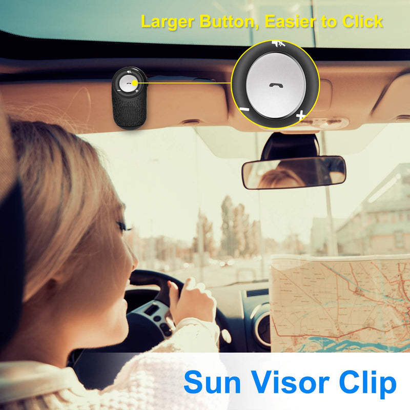 Bluetooth Cell Phone Car Speakerphones TIANSHILI Wireless HandsFree Talking Visor Clip Car Kit Auto On Off,Dual Link Connectivity with Siri Google Assistant
