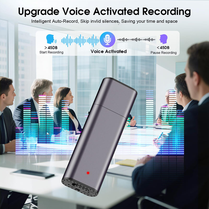 64GB Voice Recorder Digital Voice Activated Recorder USB Recording Device with Noise Reduction Rechargeable 750Hrs Small Pocket Audio Recording Devices for Lectures, Interview, Meeting, Class (Grey) Grey