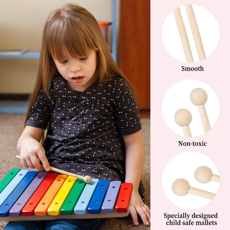 2 Pcs Wood Percussion Sticks 7.8 Inch Glockenspiel Xylophone Mallets Sticks Drum Mallet Glockenspiel Mallets for Xylophone Chime Drums Bells
