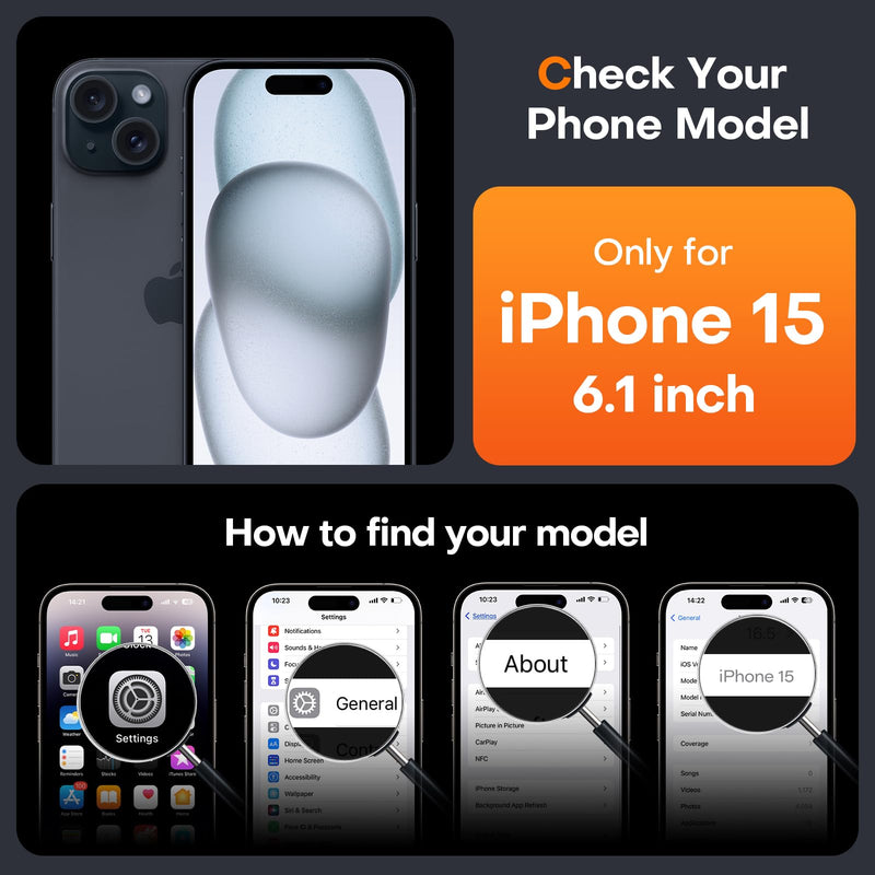 L K Magnetic for iPhone 15 Case, [Adjustable Lens Kickstand], Upgraded [Slide Camera Cover], Compatible with Magsafe, 15FT Military Grade Drop Protection, Anti-Slip Slim Case for iPhone 15, Black