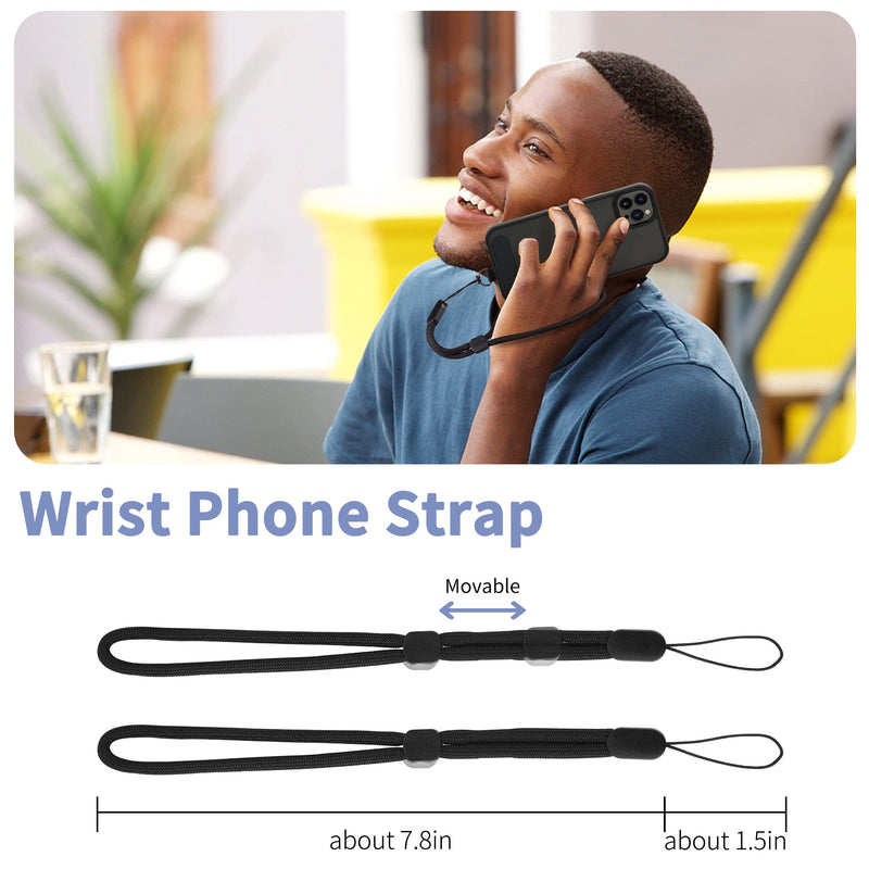 CACOE Cell Phone Lanyard 2 Pack-1× Adjustable Neck Strap,1× Wrist Strap,2× Pads,Universal Crossbody,Multifuctional Compatible with Most Smartphones(Black) Black