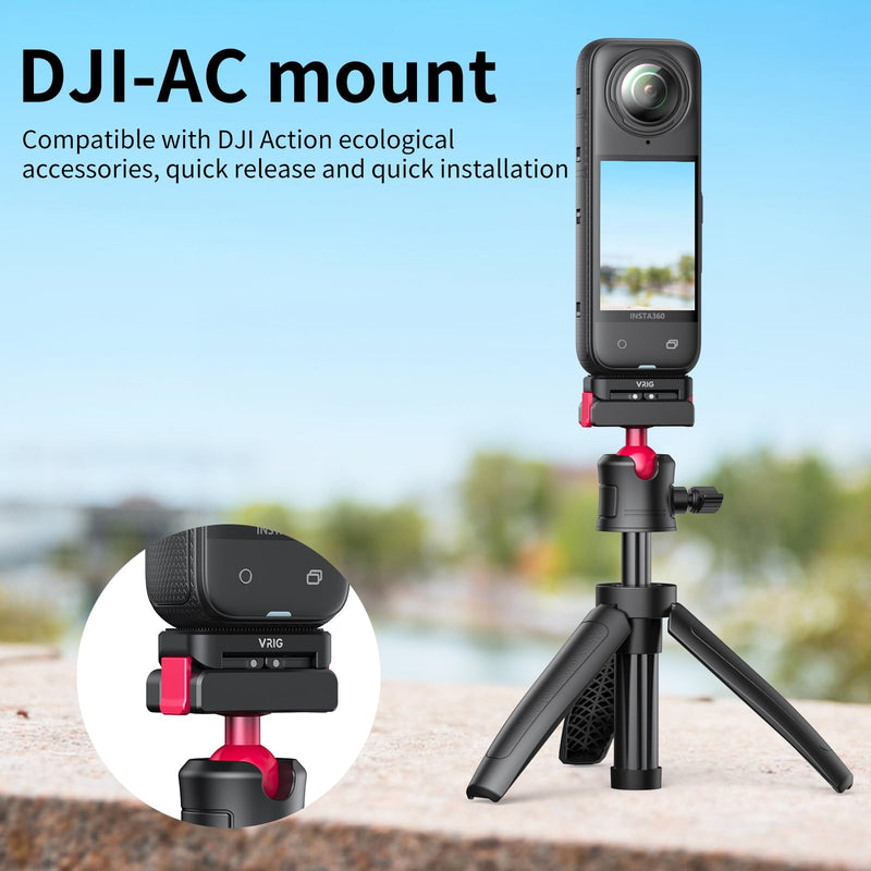 [AUSTRALIA] - VRIG Quick Release Mount for Insta 360 X4 (New Version),Snap-On Magnetic 2 Prong Mount and 1/4" Screw compatible with tripod fixed action camera selfie stick 