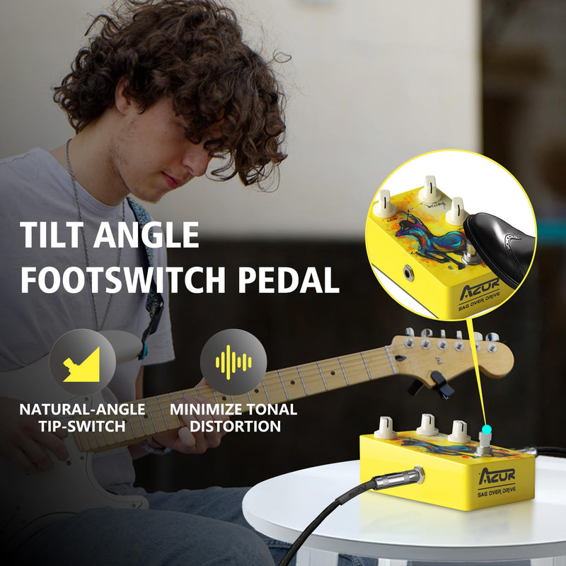[AUSTRALIA] - AZOR SAG OVER DRIVE Analog Overdrive Pedal - True Bypass with Tilt-Angle Footswitch, High Gain Effects for Electric Guitar, 3-Knob Control (GAIN/VOLUME/TONE), DC9V Powered, Low Noise 