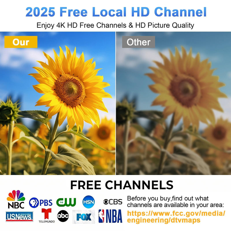 [AUSTRALIA] - TV Antenna for HD Smart TV Indoor,1000+ Miles Range Digital Outdoor TV Antenna for Free Local Channels, Supports 8K/4K/1080P,33ft Coax Cable Noir 
