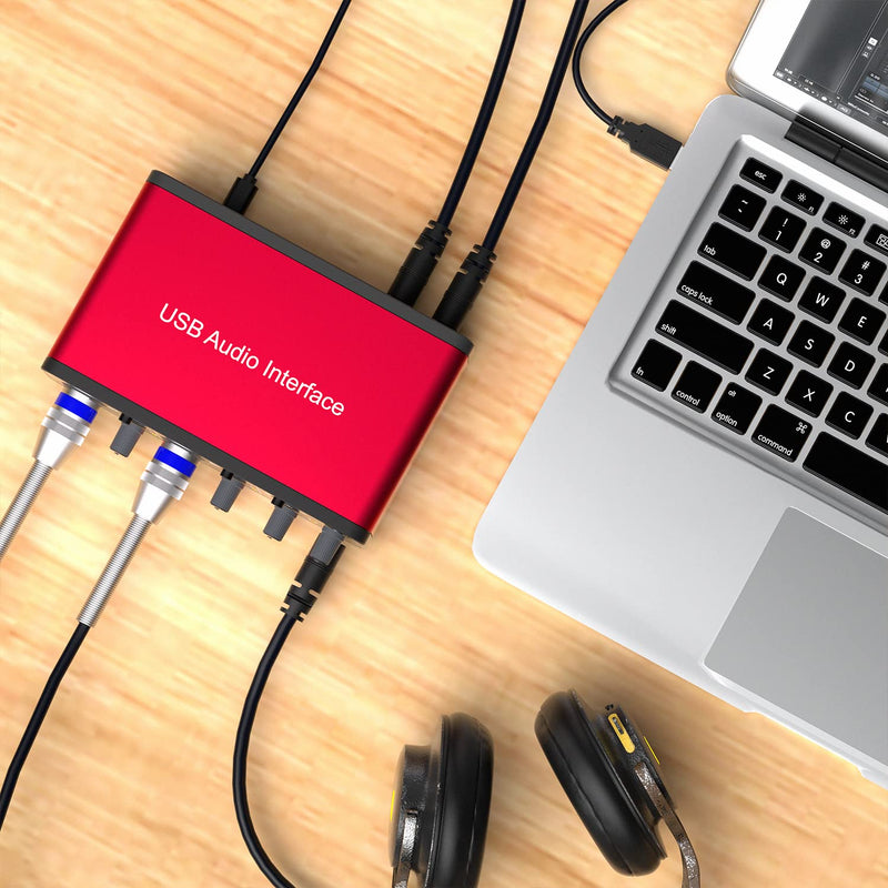 USB Audio Interface 24Bit/192kHz for Recording Podcasting and Streaming, 48V Phantom Power, whit XLR Cable(No Software Included) (192kHz Audio Interface)