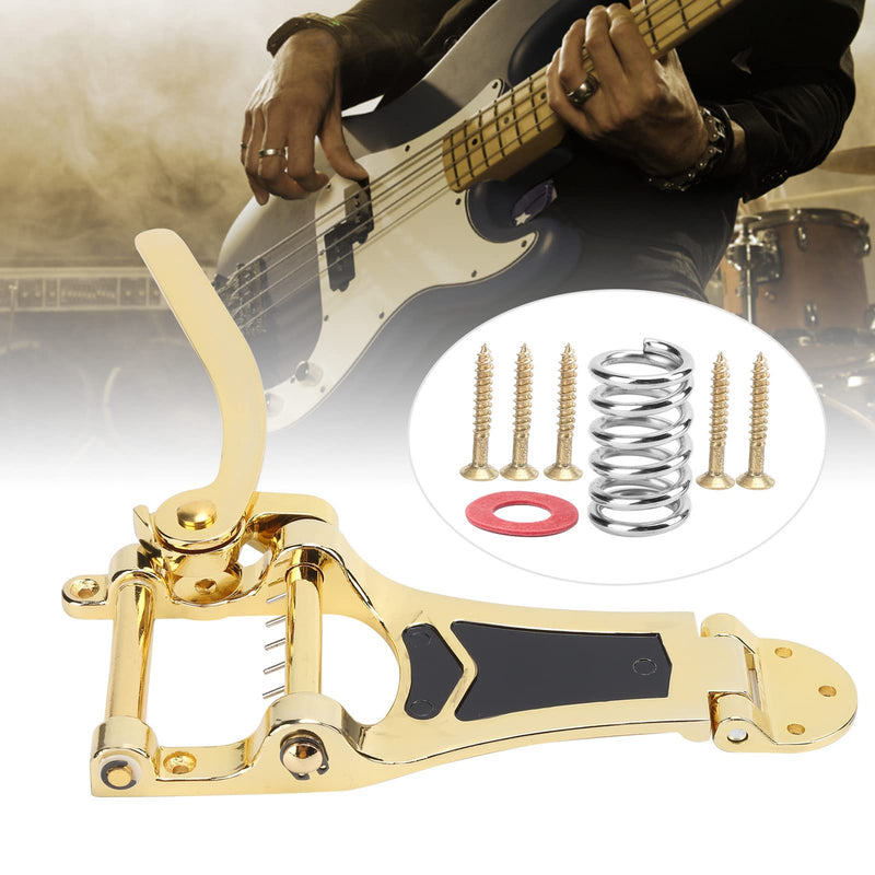 Guitar Vibratos, Guitar Tremolo Unit Vibrato Bridge Guitar Tailpiece Replacement with Hand Crank Stringed Instrument Accessories(Gold) Gold