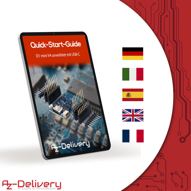 AZDelivery 3 x D1 Mini V4 NodeMCU ESP8266EX WLAN Module with USB-C Connection Compatible with Arduino with E-Book 3X