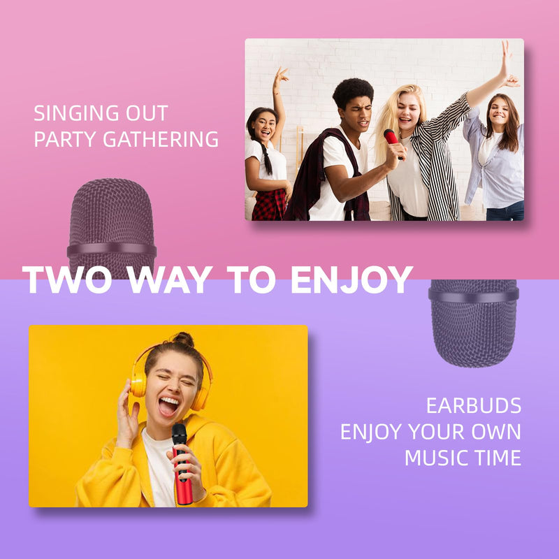Karaoke Microphone Wireless, 4-in-1 Portable Handheld Wireless Karaoke Bluetooth Microphone with Built-in Sound Card for Home Parties,Travel,Music Recording,Car Singing (Red) Red