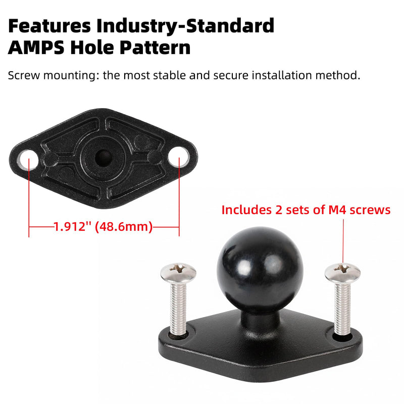 Heavy Duty Phone Mount Holder with Vibration Dampener for Boat Truck Car [Camera Friendly] [1s Lock & Release] [Aluminum Screw-Mounted AMPS Diamond Base & Medium Arm], Fits 4.7-7.2" Cell Phones