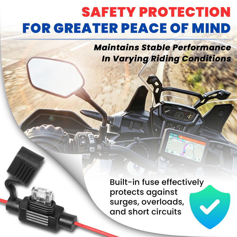 010-11843-01 Motorcycle GPS Power Cable for Garmin Navigator Mount Bracket | Compatible with Garmin zumo 340LM 345LM 346LMT-S 350LM 390LM 395LM 396LMT-S Navigators, Hardwire Charging Cable w/Inline Fuse