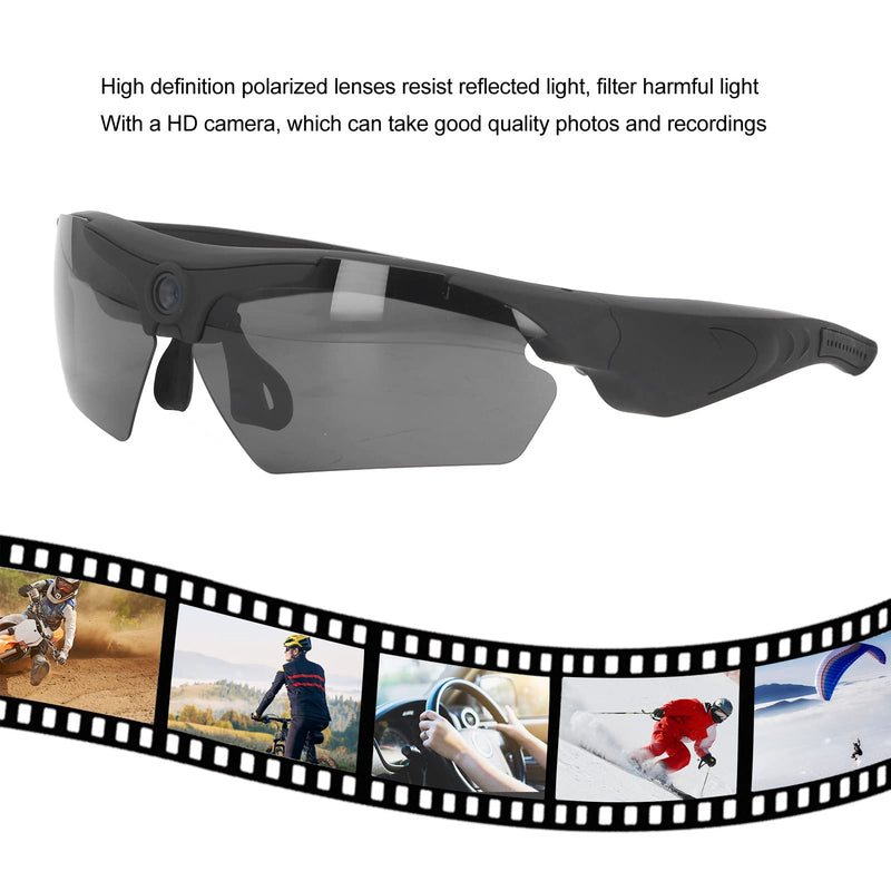 XUMIUZIY Camera Glasses, HD 1080P Sports Sunglasses Camera Video Glasses, Audio and Video Recording, Outdoor Wearable Polarized Lenses for Cycling, Hiking (Black)