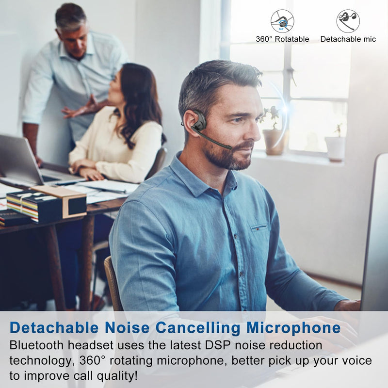 BANIGIPA Open Ear Headphones w/Detachable Mic, Bluetooth 5.4 Headset w/DSP Noise Canceling Microphone for Calling, Wireless Earbuds for Office Home Working Traveling