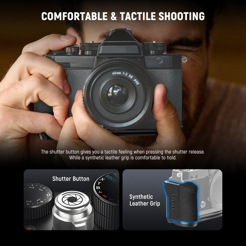 [AUSTRALIA] - NEEWER Zf Handgrip L Shaped Grip Compatible with Nikon Z f Camera, Retro Mounting Baseplate L Bracket with Handle, Thumb Grip & Aluminum Shutter Button, Compatible with Arca Type Tripod Head, CA134 CA134 with Aluminum Shutter Button 