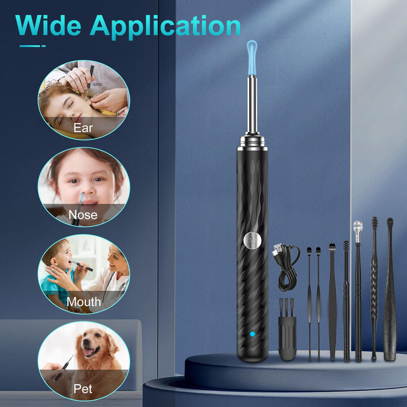 Ear Wax Remover Otoscope, 1080P WiFi Ear Cleaner Camera, IP67 Waterproof Ear Mirror 360° Wide Angle Ear Cleaner Otoscope Ear with 3.5 mm Lens and 6 LEDs for iPhone, iPad and Android, Smartphones