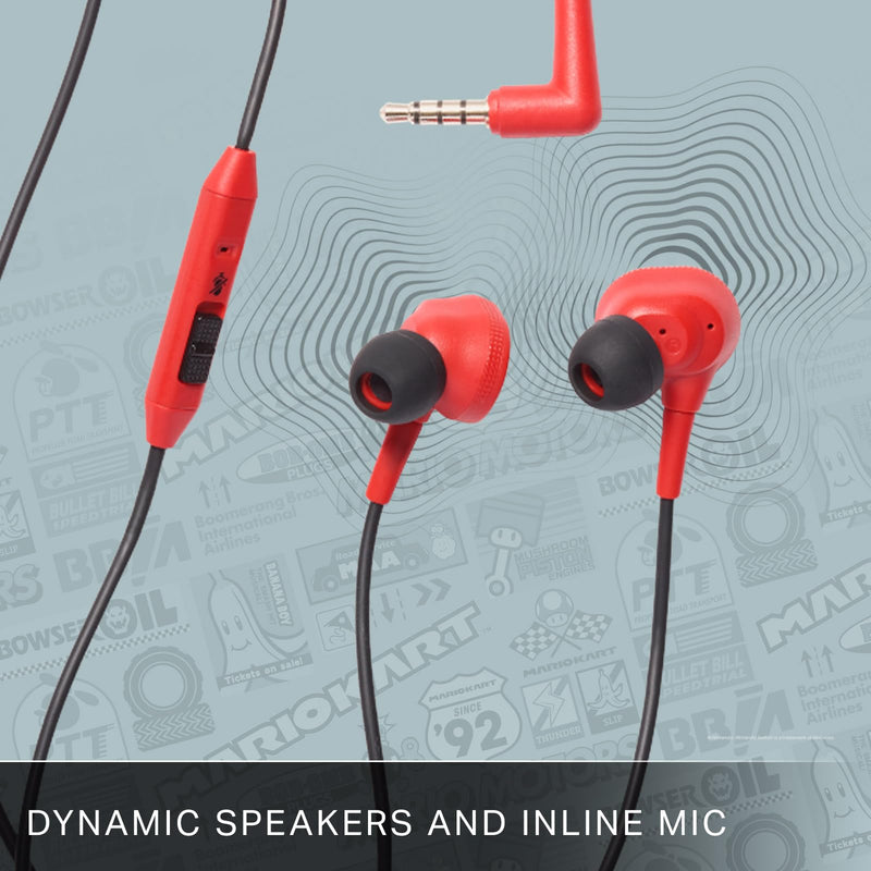 PowerA Wired Earbuds for Nintendo Switch - Mario Kart Motors, 3.5 mm, Wired, Officially Licensed