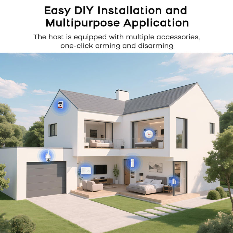 [AUSTRALIA] - LWOHSI Home Security Systems,Wireless DIY Burglar Alarm Kits,Smart Home Alarm System with Window/Door Sensor,PIR Motion Detector,Voice Control with Alexa and Google,4G SMS/Tuya App Alerts (A02F-US-C) A02F-US-C 