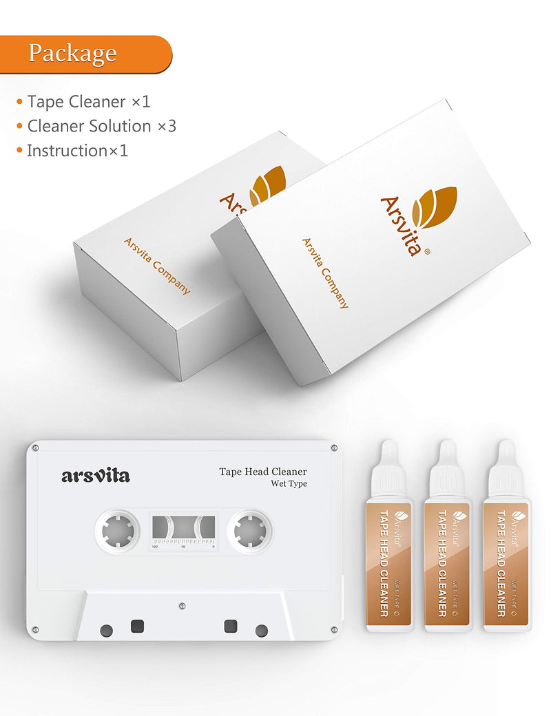 Arsvita Audio Tape/Cassette Head Cleaner with 3 Cleaner Solutions