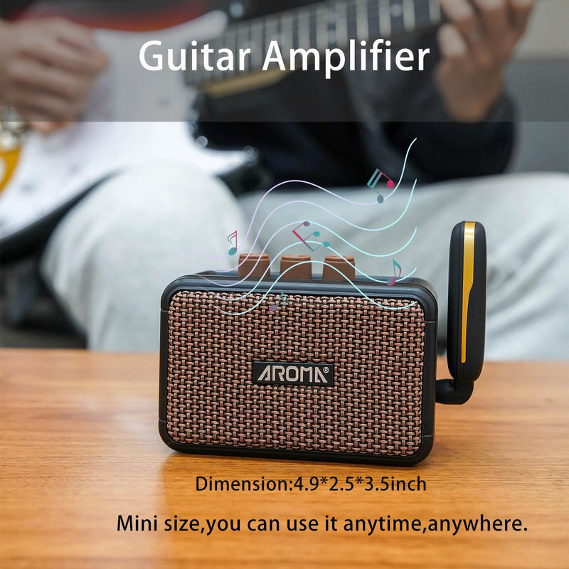 Electric Guitar Amp 5W Portable Rechargeable Battery Powered Practice Guitar Combo Amplifier Speaker with Headphone Aux Jack
