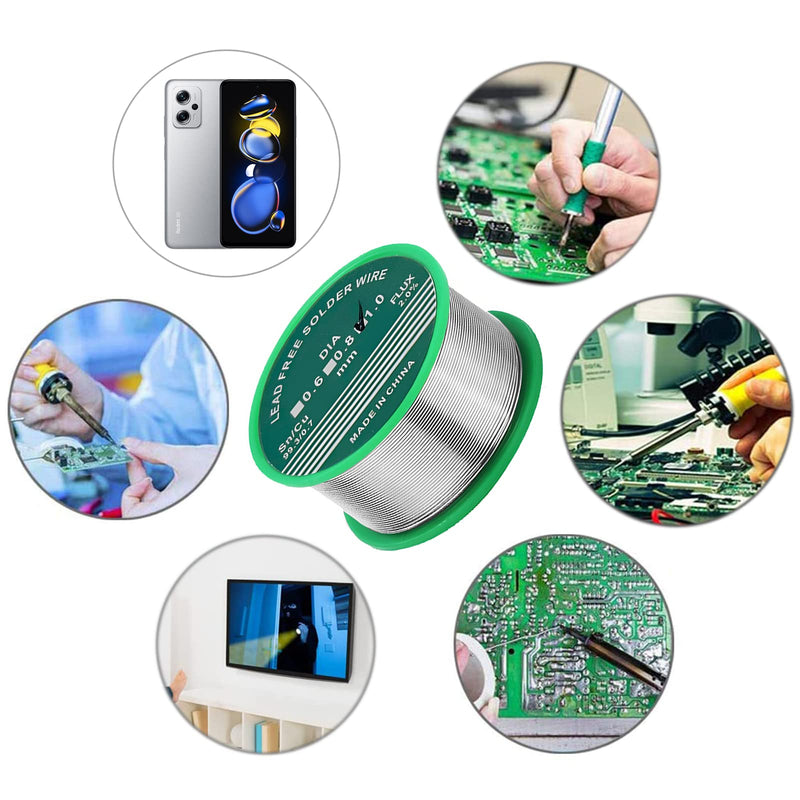 lumcov Solder Wire, Lead-Free Solder with Rosin Core, Electronic Soldering Wire on Roll, Coil Soldering Tin, Wire Soldering Solder, for Electric Soldering and DIY (1 mm, 30 g)