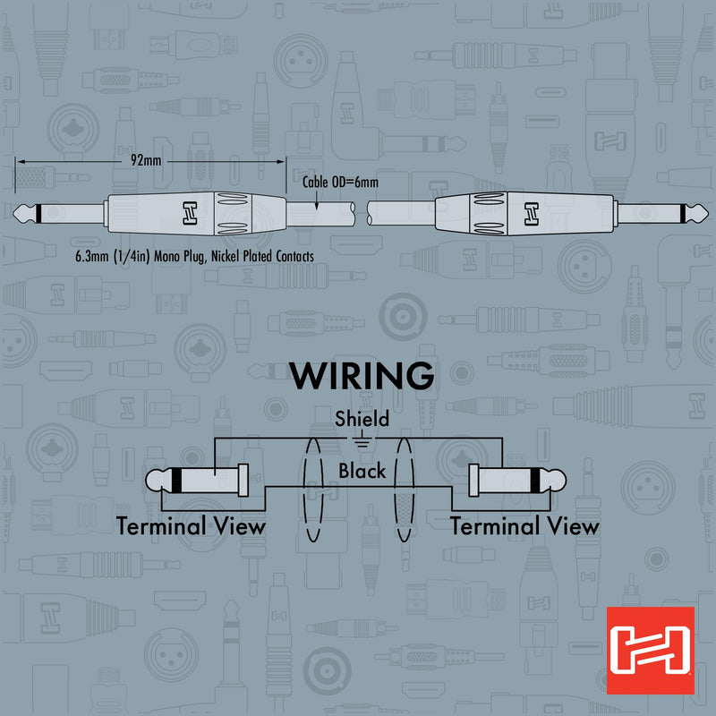 [AUSTRALIA] - Hosa HGTR-010R REAN Straight to Right-angle Pro Guitar Cable, 10 Feet 