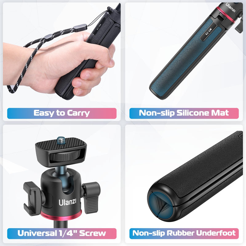ULANZI MT-73 Extension Pole Tripod, Mini Selfie Stick Tripod Stand Handle Grip for Webcam Canon G7X Mark III Sony ZV-1 RX100 VII A6400 A6600 Cameras Vlogging MT-73 Tripod