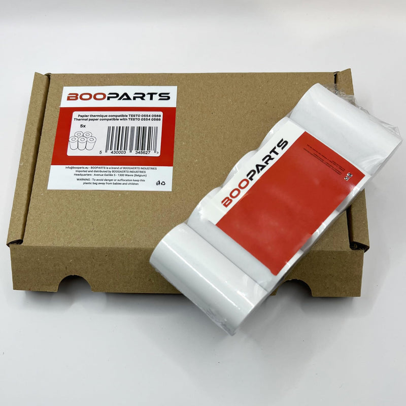 BOOPARTS - 5 x Thermal Paper Roll Compatible TESTO 0554 0568 for Testo 0554 0549-0572 0576-0554 0620 and 0554 0621 - Thermal Paper Replacement for Printer