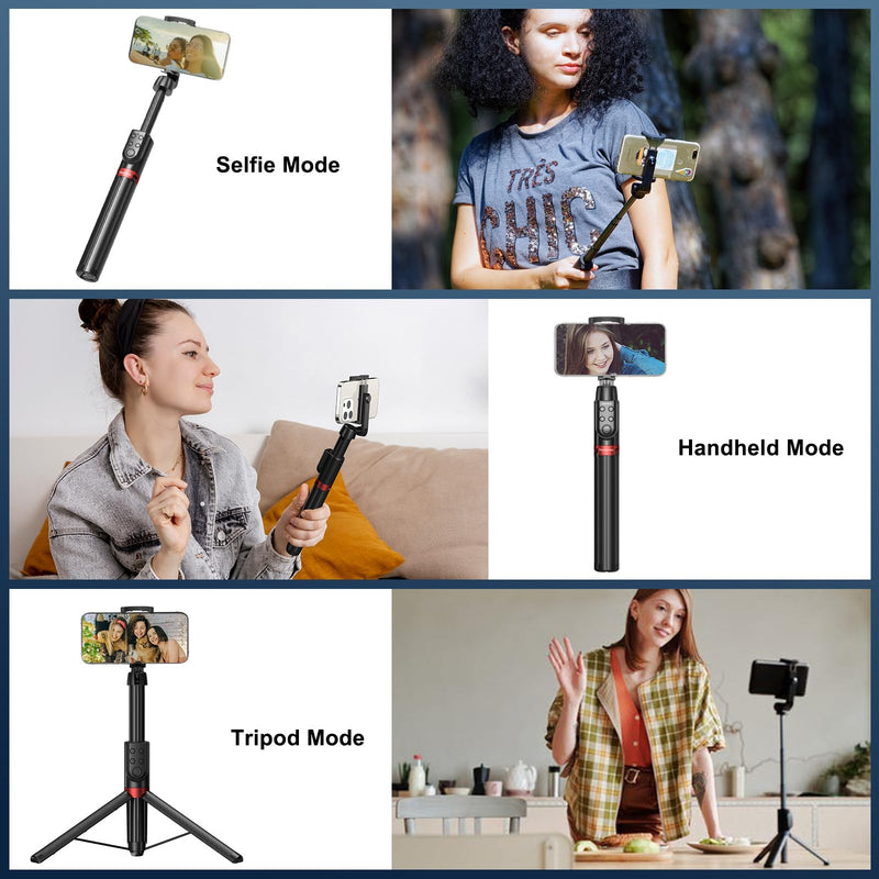 Newmowa Phone Remote Selfie Stick, Extendable Tripod with Rechargeable Detachable Remote for iPhone Video Photo Shooting/Zooming/Lens Switching, Compatible with iPhone 11 and Above(iOS 15 Above)