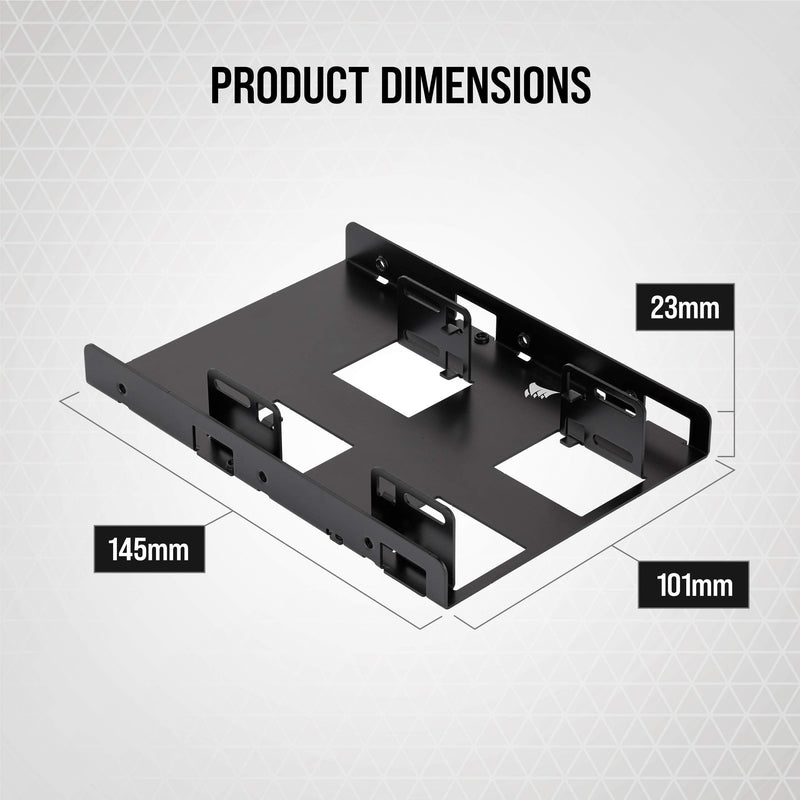 Corsair Dual SSD Mounting Bracket (3.5” Internal Drive Bay to 2.5", Easy Installation) Black Dual SSD Mount