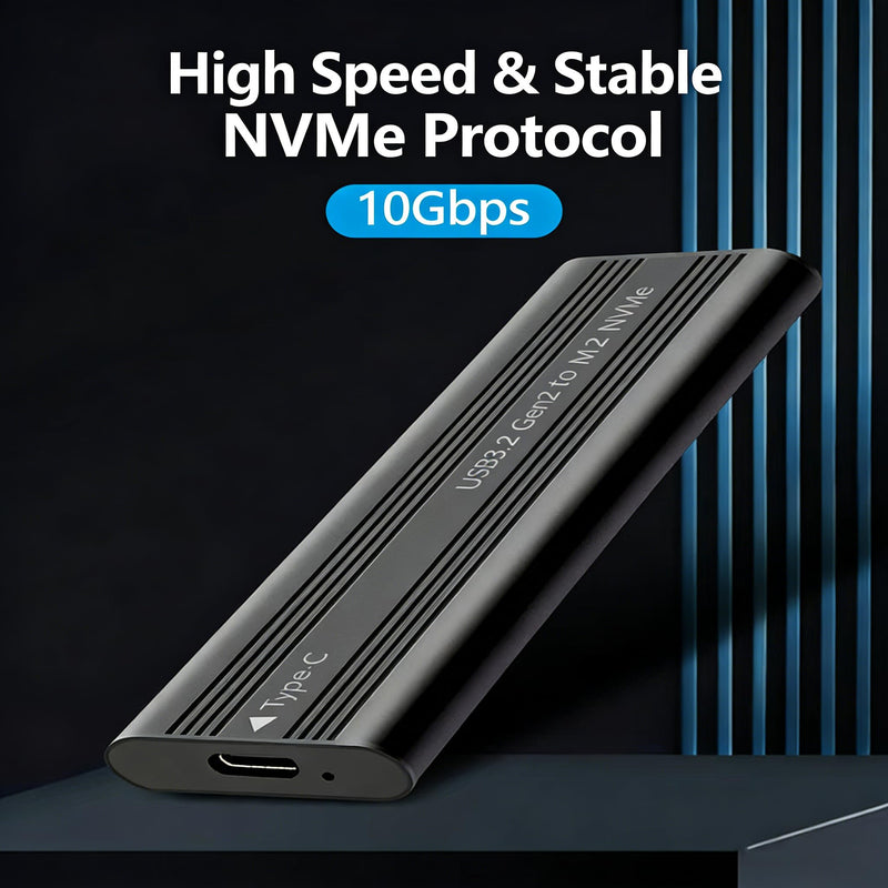 M.2 NVMe SSD Enclosure, USB 3.2 Gen2 10Gbps M.2 to USB-C Adapter, Aluminum PCIe External Case, Support 2230/2242/2260/2280 M/B&M Key SSD, UASP Trim for Mac Windows Linux(SSD Not Included)